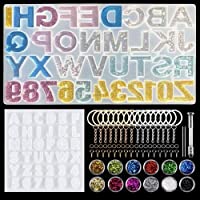 257 PCS Alfabeto Números Molde Silicona Resina-Resina Moldes para hacer artesanías de joyería DIY-Juego de Herramientas